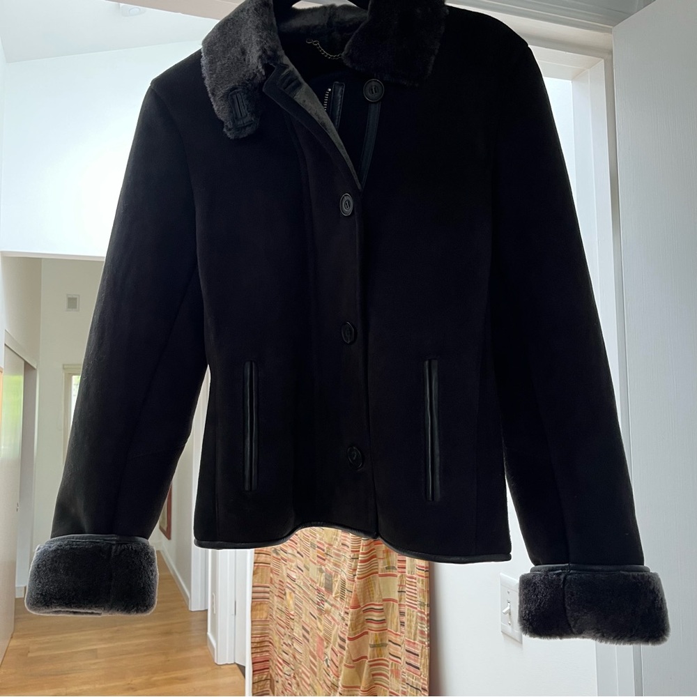 Donating soon:Black Sheepskin Shearling Women's Jacket.